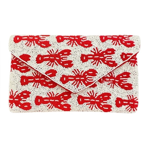 Beaded Lobster Clutch Crossbody Bag Nautical Coastal Beach Handbag NWT - Picture 3 of 7